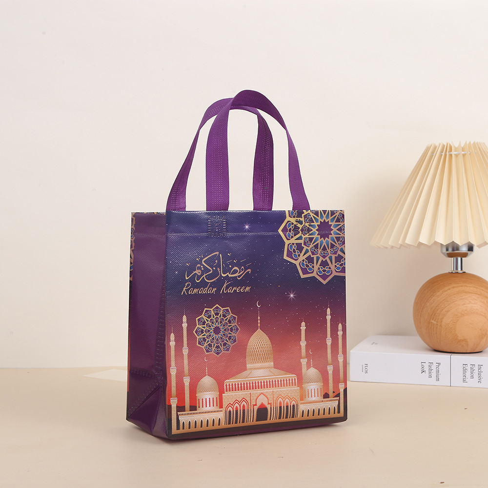 23cm*22cm*11cm Eid Al Adha Party Reusable Gift Bags with Handles Muslim Treat Bags Non Woven Ramadan Goodie Bags