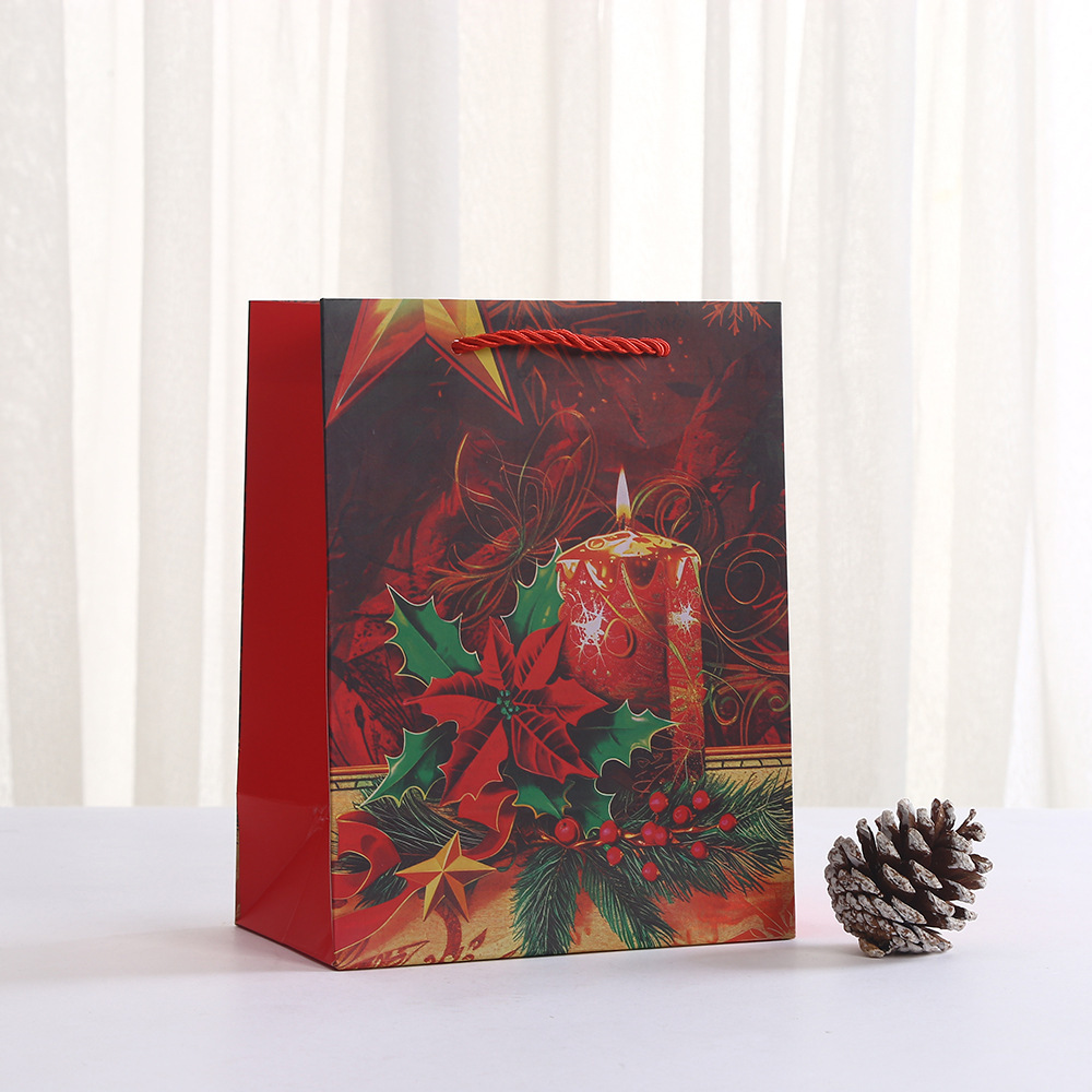 Kraft Christmas Gift Paper Bags Bulk with handles for Wrapping Xmas Holiday Presents