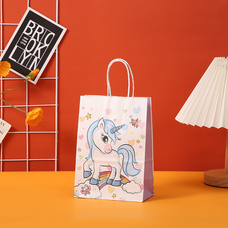 21cm*15cm*8cm Unicorn Gift Bags Rainbow Unicorn Party Supplies Goodie Bags for Girls Candy Bags