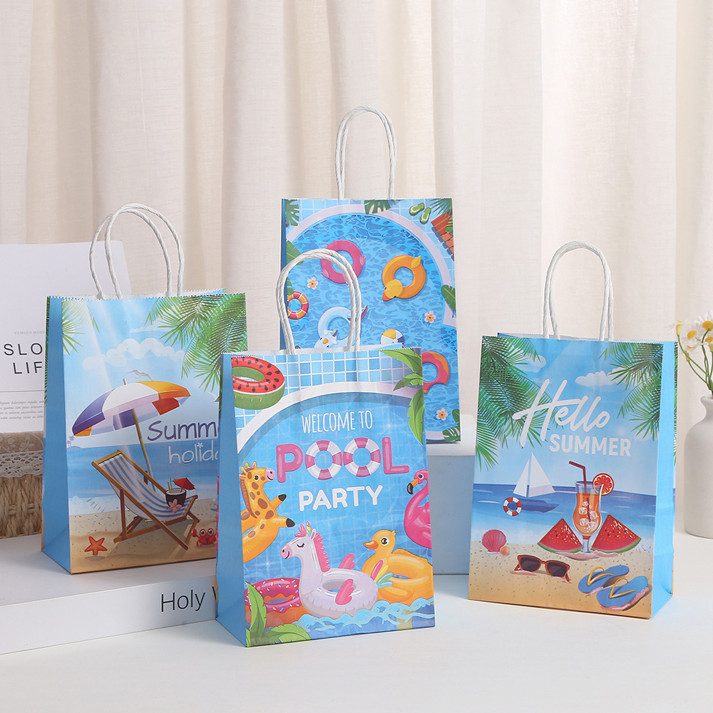 Beach Party Paper Bags Summer Pool Beach Luau Party Favors Supplies Goodie Candy Gift Treat Bags