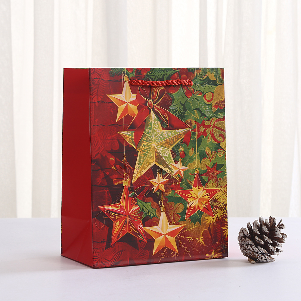 Kraft Christmas Gift Paper Bags Bulk with handles for Wrapping Xmas Holiday Presents