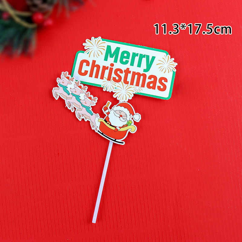 Christmas Cake Toppers Reindeer Santa Claus Sledges Little Bell Christmas Birthday Cupcake Decorations