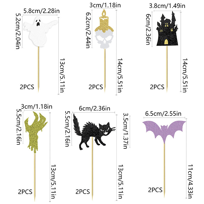 Halloween Cupcake Toppers Wrappers Spider Web Pumpkin Zombie Hand Cake Party Decorations Supplies