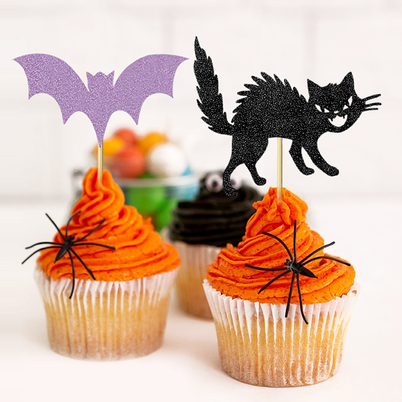 Halloween Cupcake Toppers Wrappers Spider Web Pumpkin Zombie Hand Cake Party Decorations Supplies