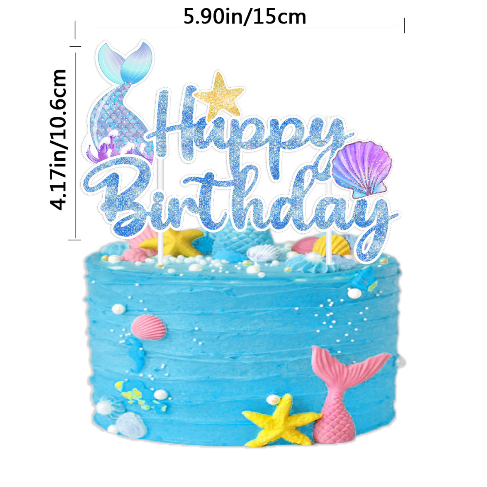 Mermaid Birthday Party Decorations Supplies Banner Garland Garland Cake Topper Mermaid Happy Birthday Decorations