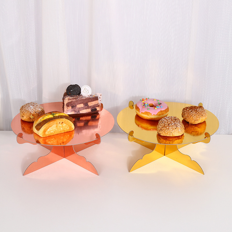 1-Tier Silver Round Cardboard Cupcake Stand Dessert Stand Reusable Birthday Wedding Festival Decoration