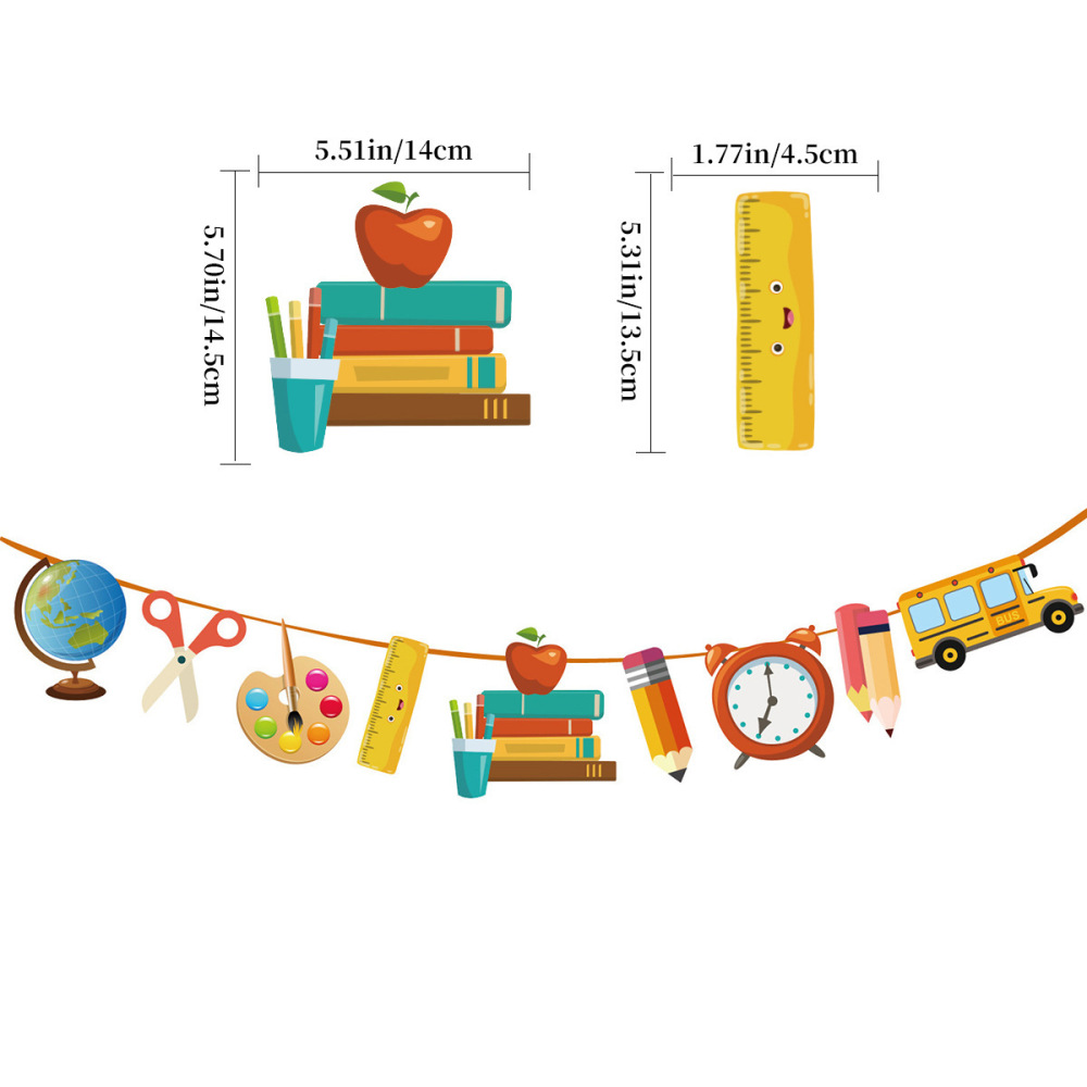 Back To School Decorations with Back to School Banner Balloons Cake Topper