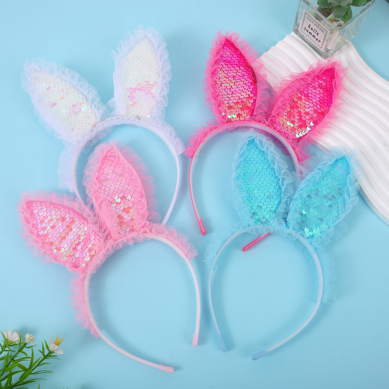 Bunny Ears Headbadns Glitter Rabbit Ear Headbands Birthday Party Prom Easter Bunny Costume Cute Rabbit Ear Headwear