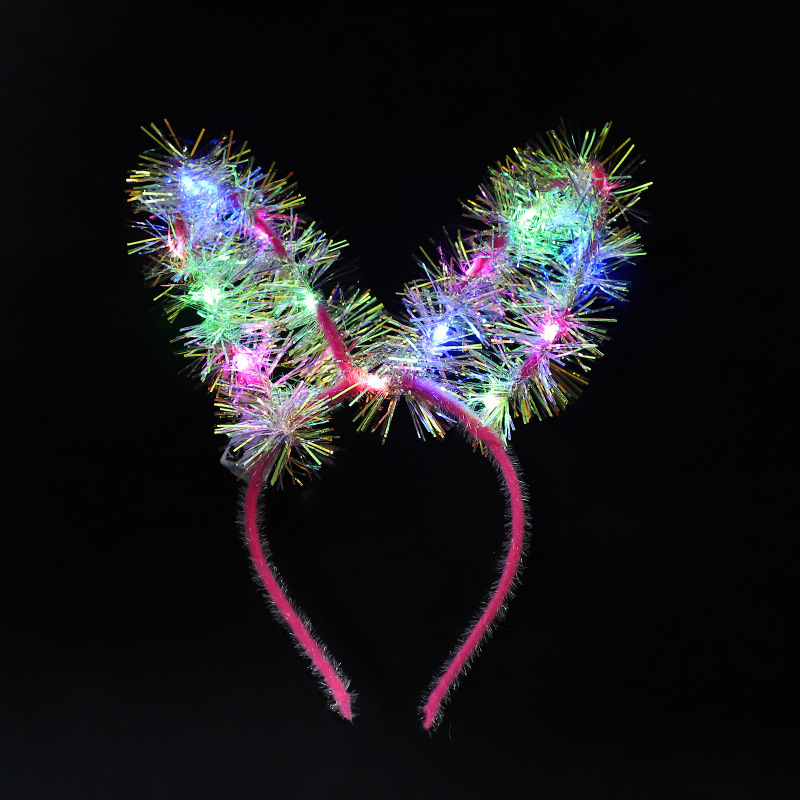 Cat Ears Headbands Set LED Cute Cat Light Up Head Accessories Glowing Girls Headdress Party Supplies