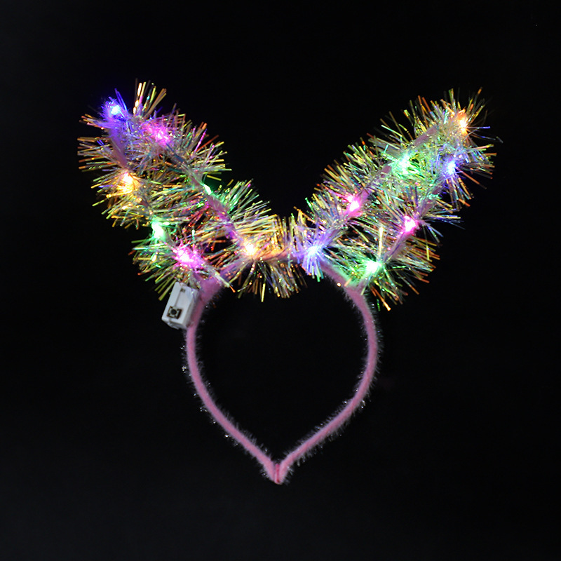 Cat Ears Headbands Set LED Cute Cat Light Up Head Accessories Glowing Girls Headdress Party Supplies