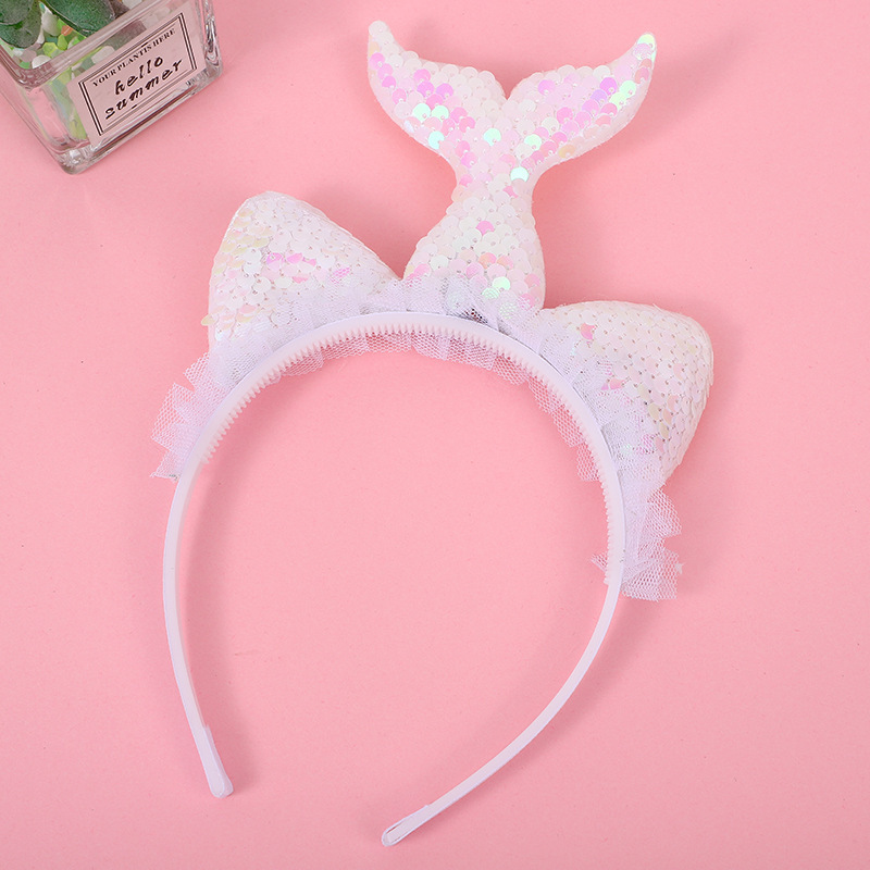 Girls Headbands Sequins Glitter Mermaid Party Hairbands with Fish Tail Headband Birthday Party Favors Hair Accessories
