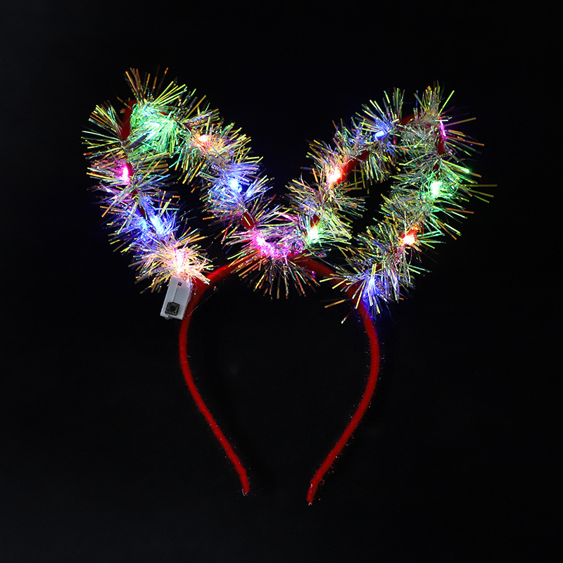 Cat Ears Headbands Set LED Cute Cat Light Up Head Accessories Glowing Girls Headdress Party Supplies
