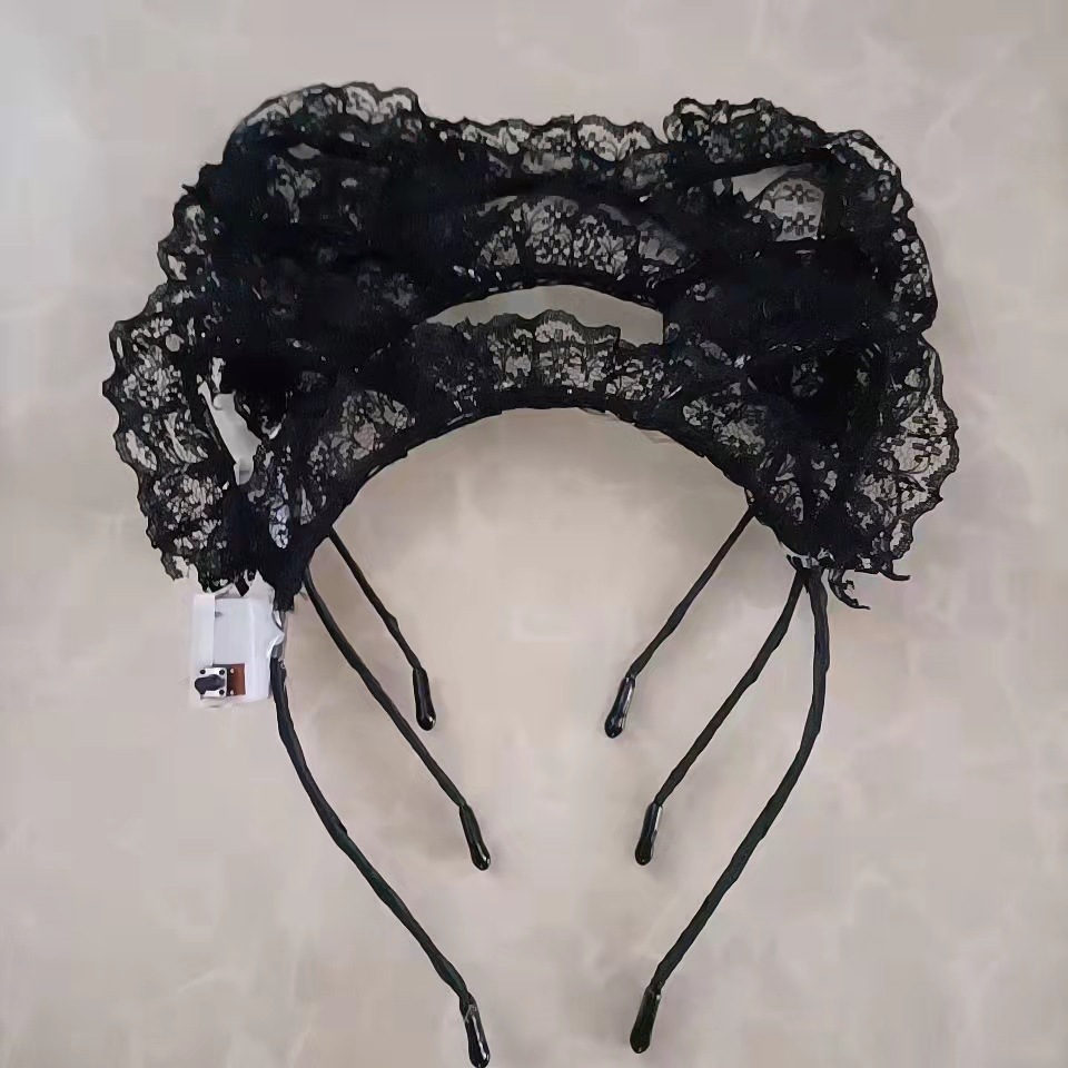 Lace LED Ears Headband Cat Ears Glow Light up Headband for Women Girls LED Light up Headband Party Accessories Favors