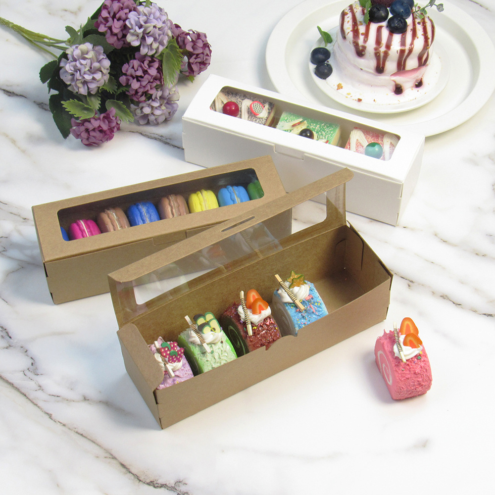 Macaron Boxes with Clear Display Window Small Macaron Container Bakery Packaging Box