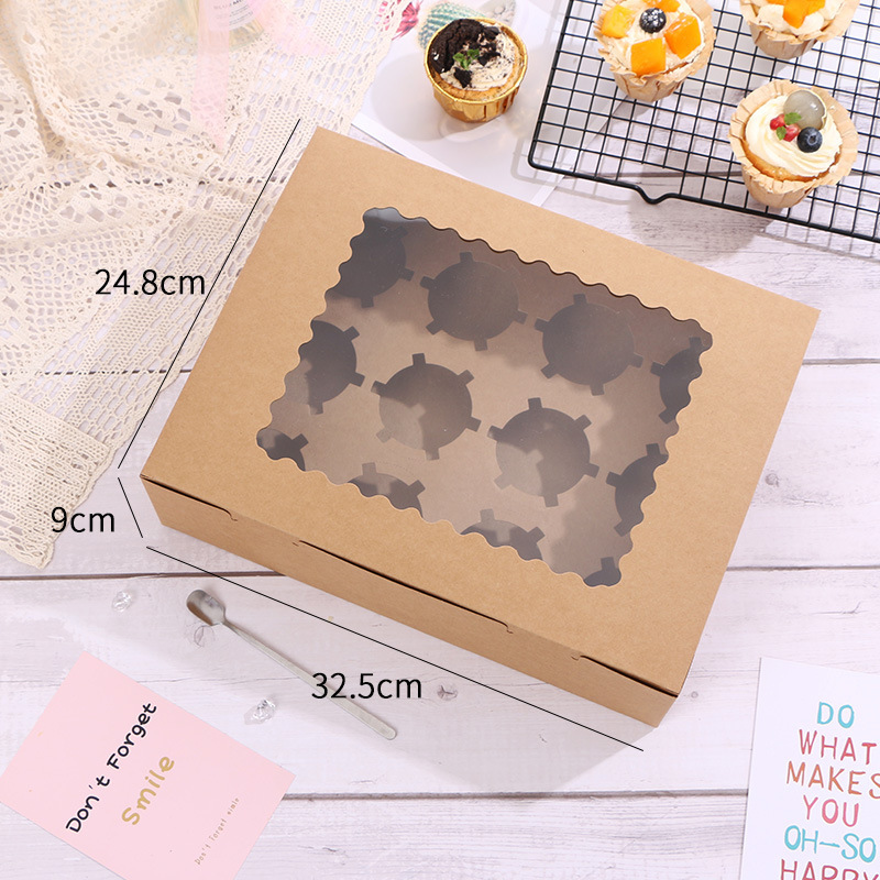 Cupcake Boxes Disposable Cupcakes Carrier Cake Boxes with Insert Clear Display Window