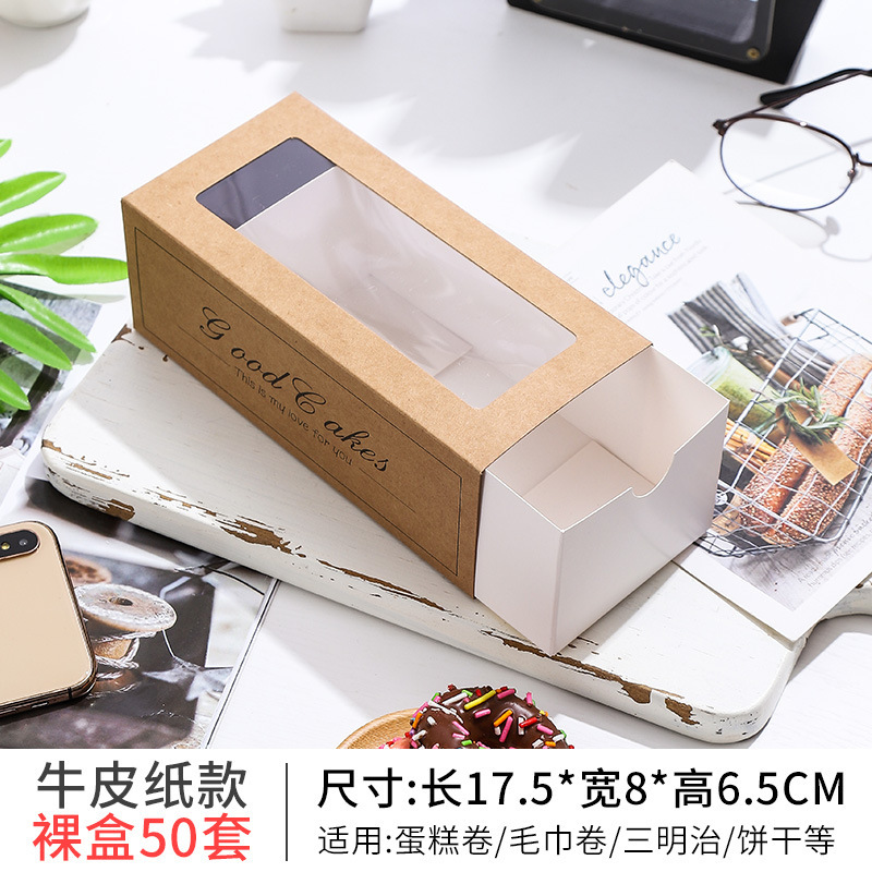 Baking pastry box Window drawer Food packaging Cake cookie box Towel roll pastry box pastry box