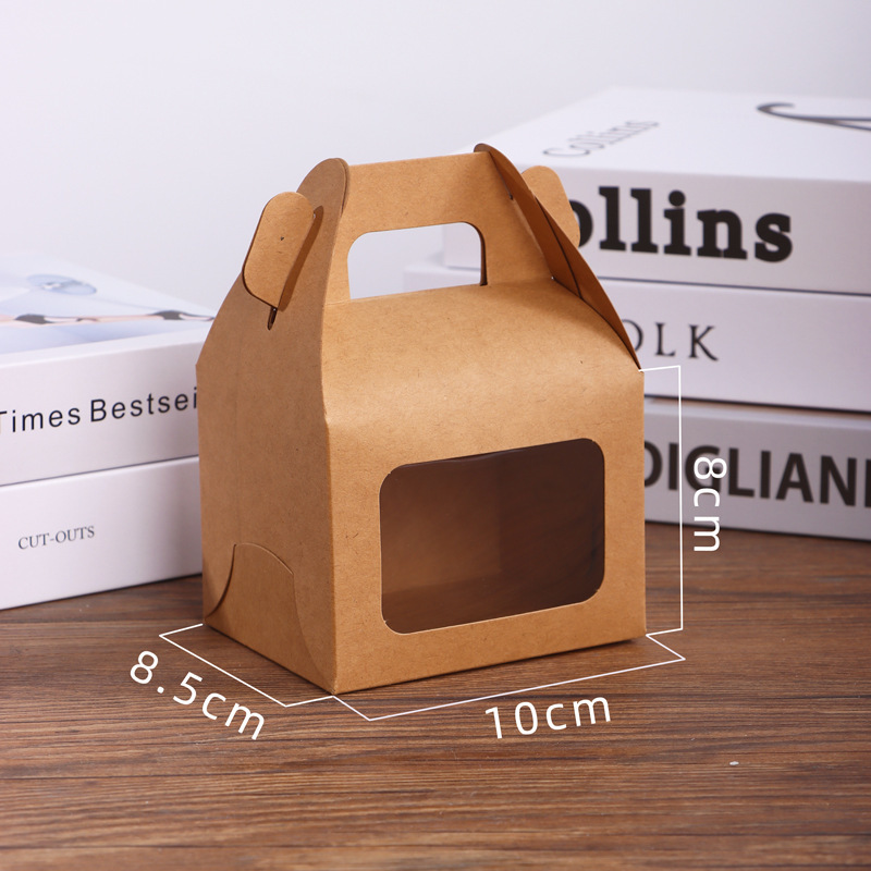 Portable pastry box with Windows baking package Mousse tart box Handmade nougat food takeout cake box