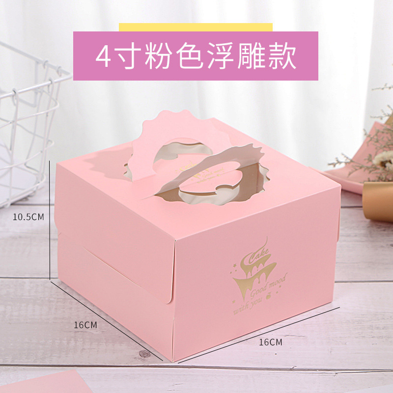 4 inch cake box cartoon thickened window portable birthday cake box Hot foil baking box Cake box