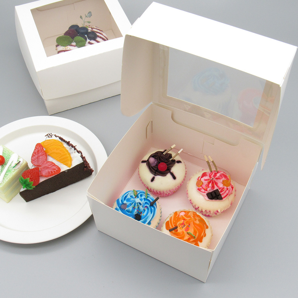 Cupcake Boxes Bulk with Clear Display Window Disposable Food Grade White Cupcake Carrier Cupcake Container
