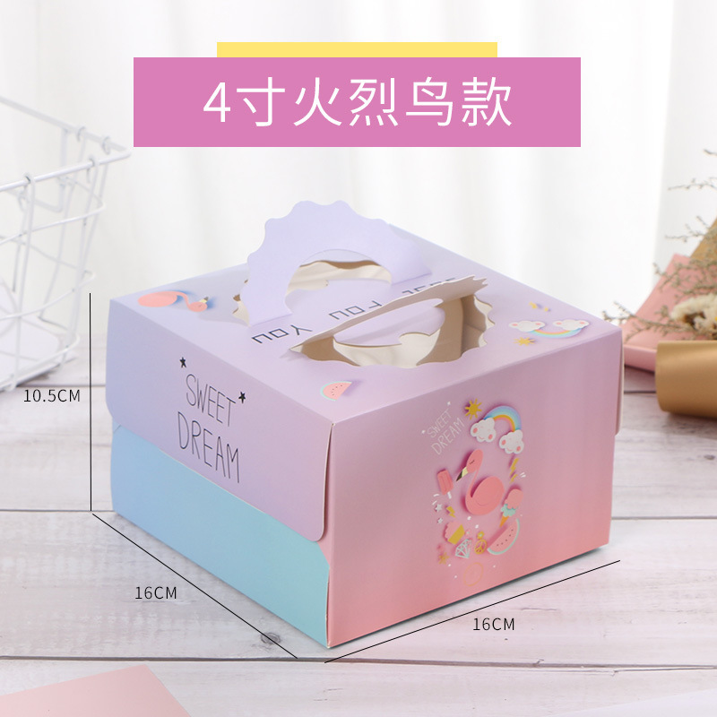4 inch cake box cartoon thickened window portable birthday cake box Hot foil baking box Cake box
