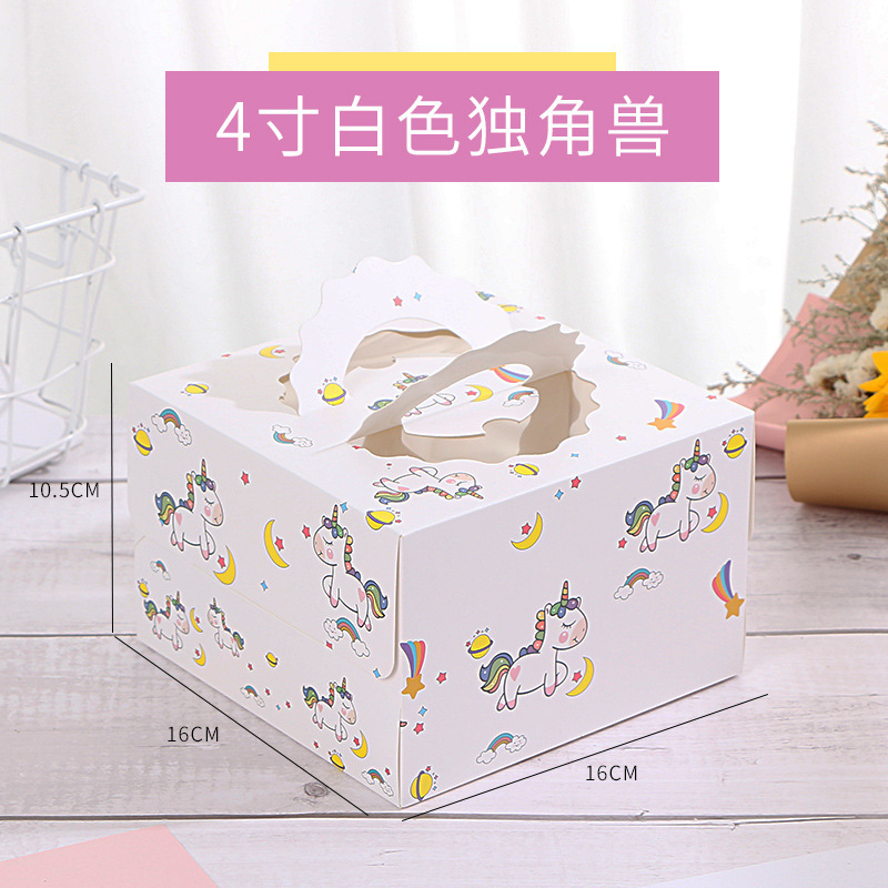 4 inch cake box cartoon thickened window portable birthday cake box Hot foil baking box Cake box