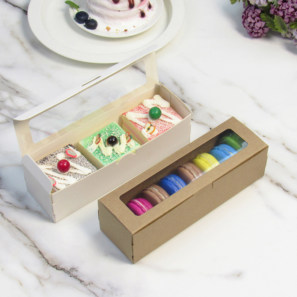 Macaron Boxes with Clear Display Window Small Macaron Container Bakery Packaging Box