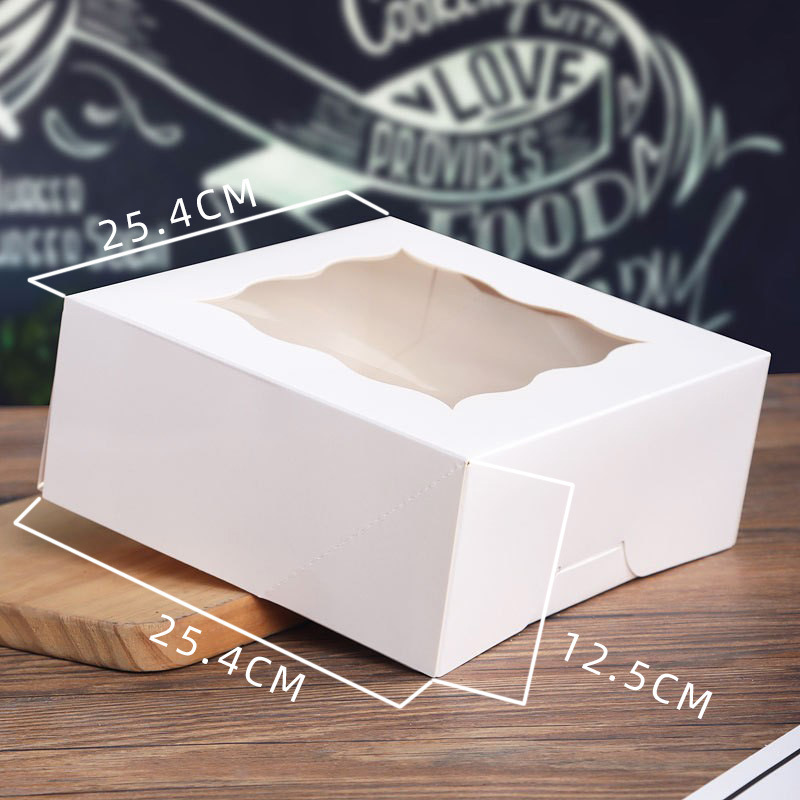 Wave window cake box White cardboard baking packaging packing box pastry box Muffin cup cake box