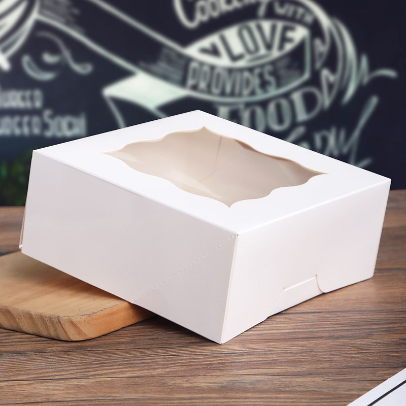 Wave window cake box White cardboard baking packaging packing box pastry box Muffin cup cake box