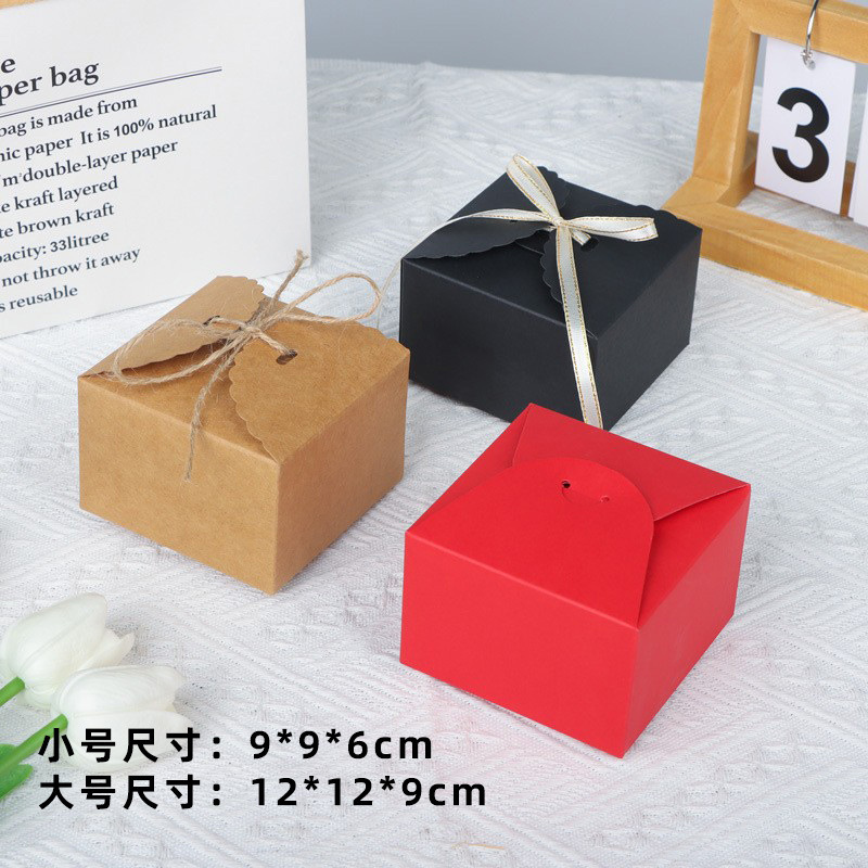 Gift Boxes Kraft Paper Treat Boxes Small Candy Box with Ribbon for Candy Cookie Chocolate Small Gifts