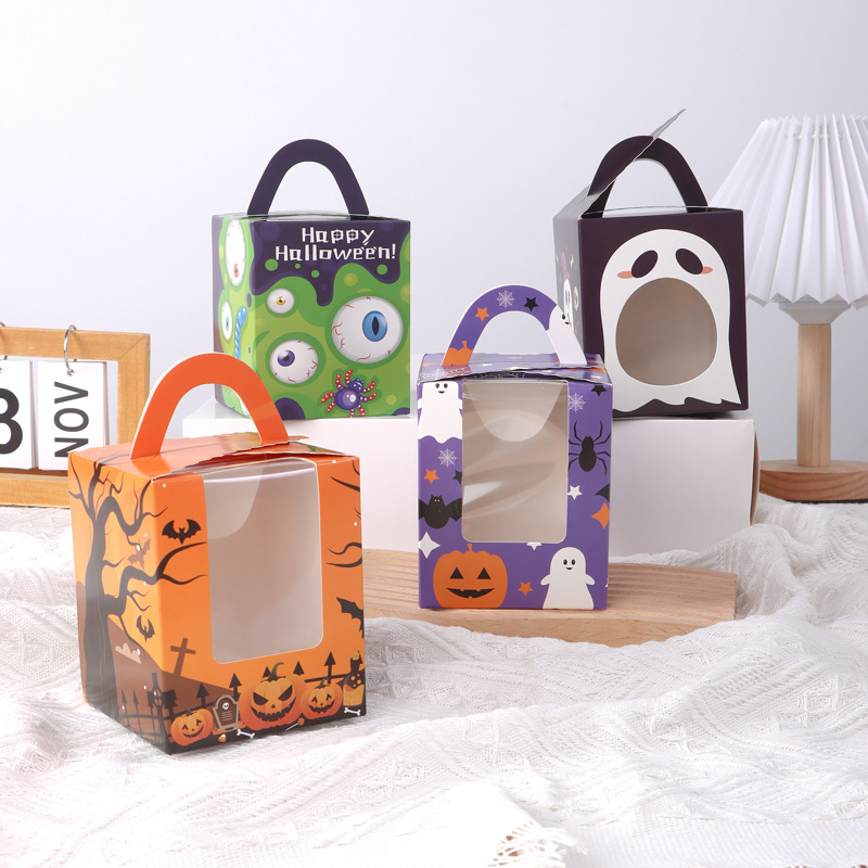 Halloween 1 piece portable window cupcake packing box Muffin box egg tart box baking dessert packing box