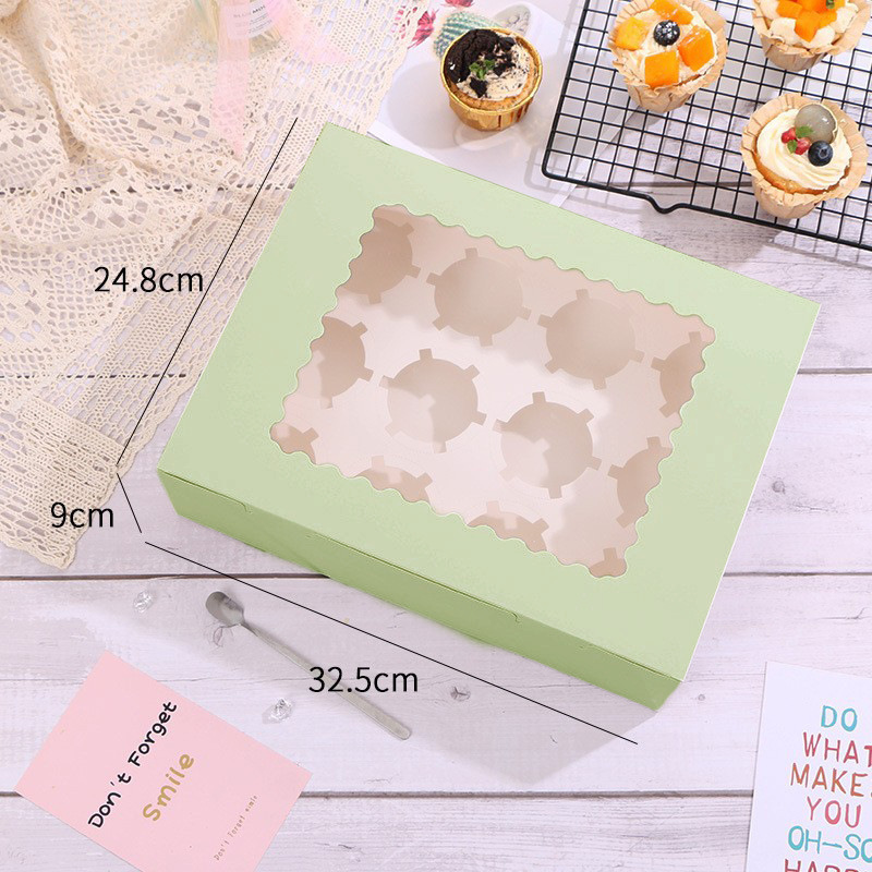 Cupcake Boxes Disposable Cupcakes Carrier Cake Boxes with Insert Clear Display Window