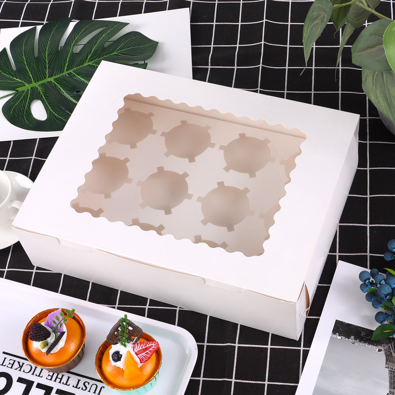Cupcake Boxes Disposable Cupcakes Carrier Cake Boxes with Insert Clear Display Window