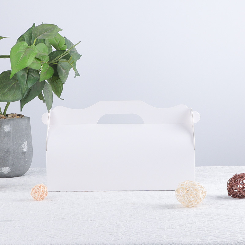 Extra-large long cake roll packing box portable fried chicken packing white card paper box mooncake pastry box