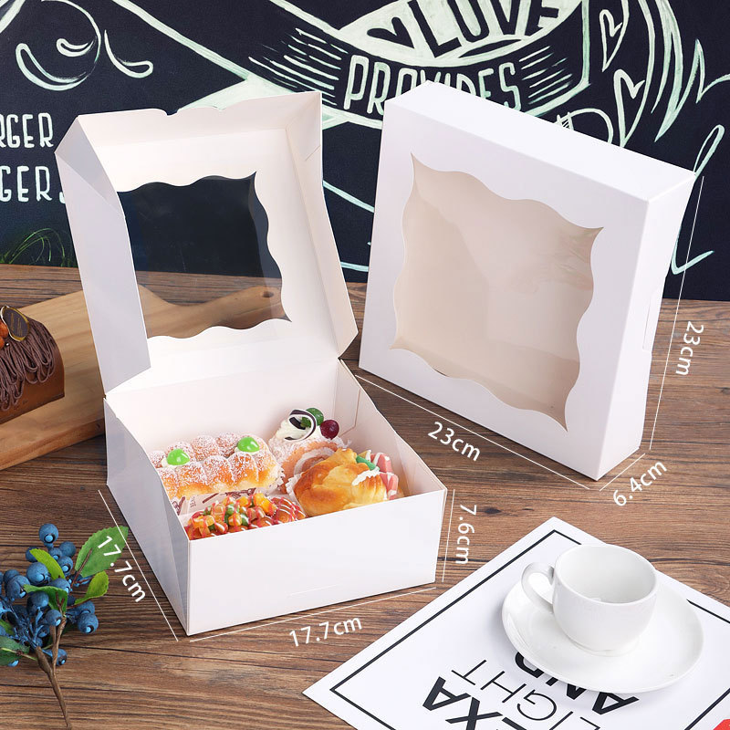 Wave window cake box White cardboard baking packaging packing box pastry box Muffin cup cake box