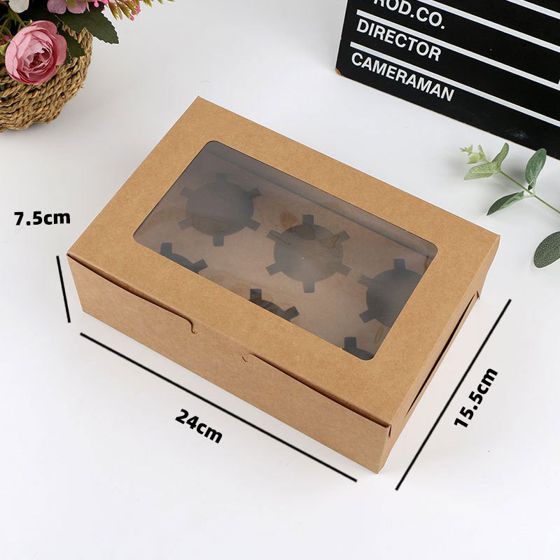 Cupcake Boxes Cupcake Containers Kraft Bakery Carrier Boxes Holders with Windows