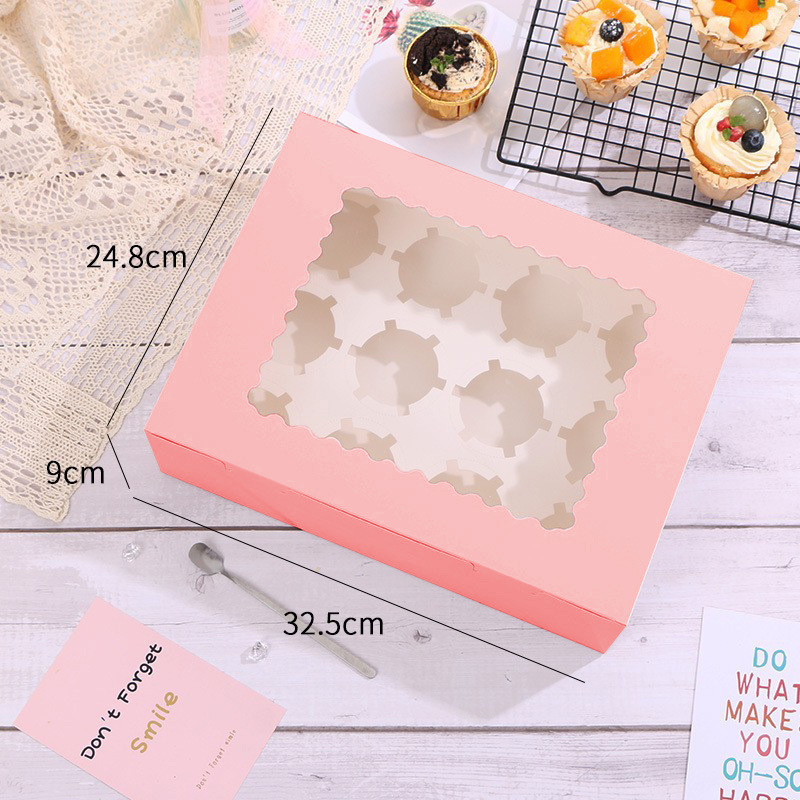Cupcake Boxes Disposable Cupcakes Carrier Cake Boxes with Insert Clear Display Window