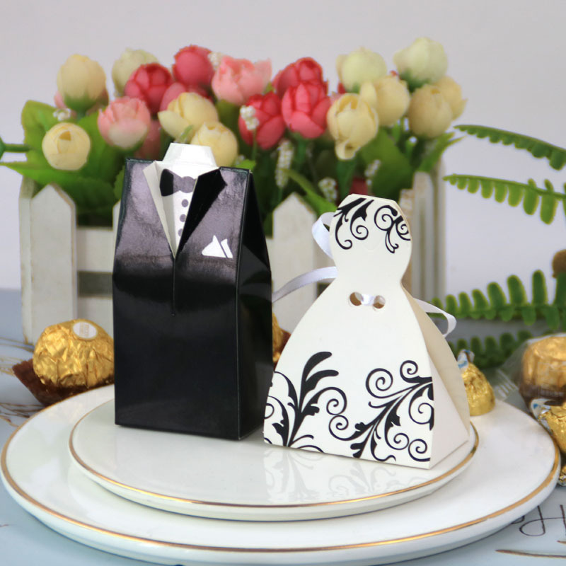 Candy Box Bride Sugar Box Cardboard Groom Dress Suit Candy Container Candy Bottles