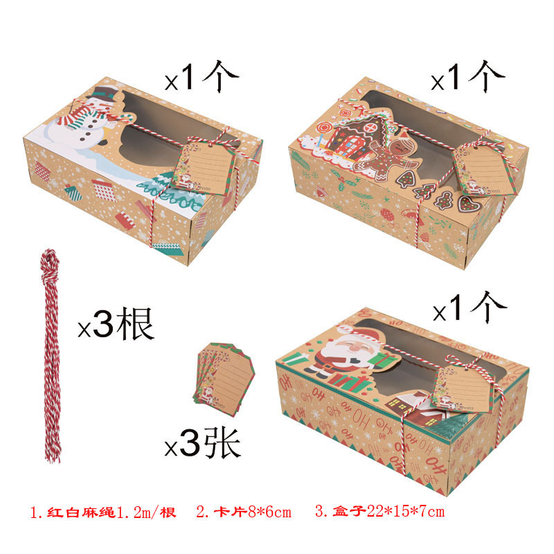 Christmas Cookie Pastry Box Bakery Food Boxes with Window for Gift Gifing Goody Cookie Cupcake Treat