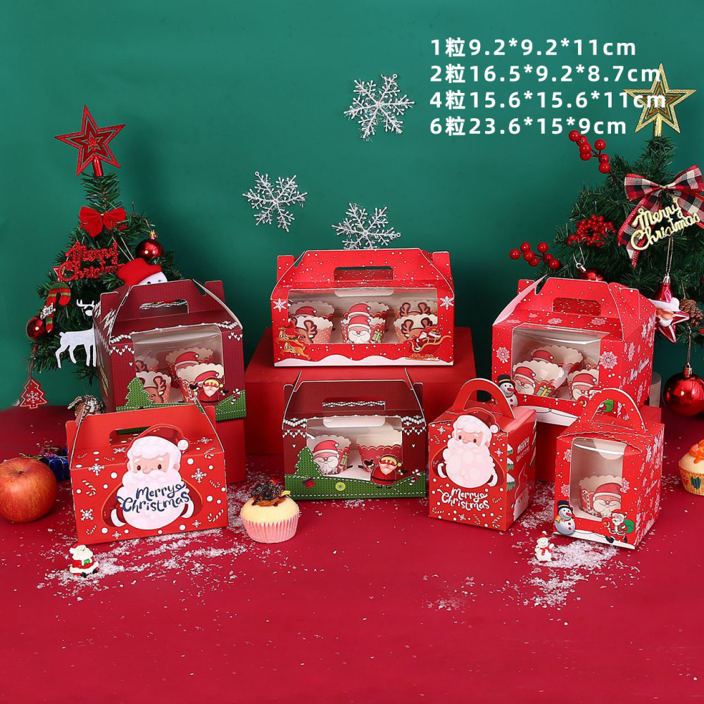 Christmas Cupcake Boxes Christmas Cookie Boxes with Window Insert Handle for Christmas Party