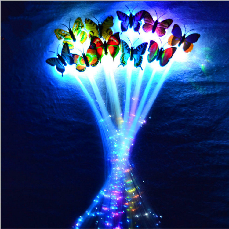 Light up Hair Accessorie LED Lights Hair Butterfly Hair Glow in The Dark Hair Accessories Flash Barrettes Clip Braid
