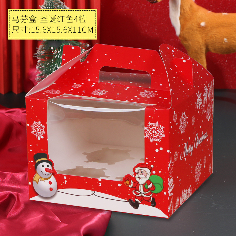 Christmas Cupcake Boxes Christmas Cookie Boxes with Window Insert Handle for Christmas Party