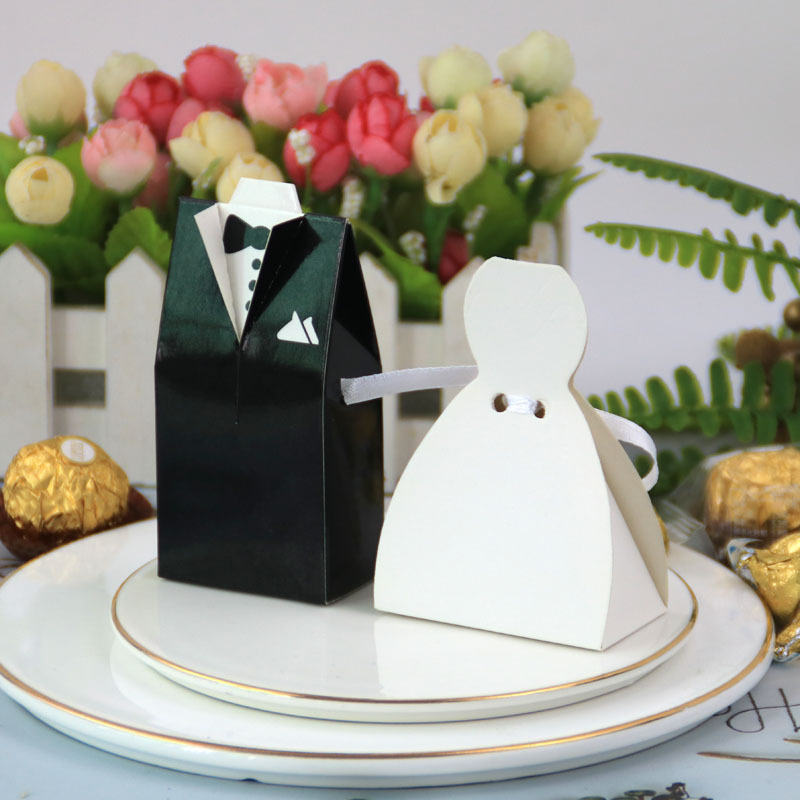 Candy Box Bride Sugar Box Cardboard Groom Dress Suit Candy Container Candy Bottles