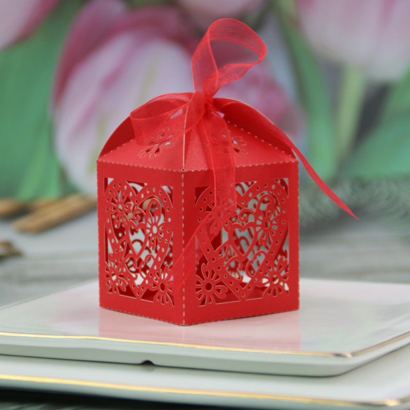 Love Heart Laser Cut Wedding Party Favor Box Candy Bag Chocolate Gift Boxes