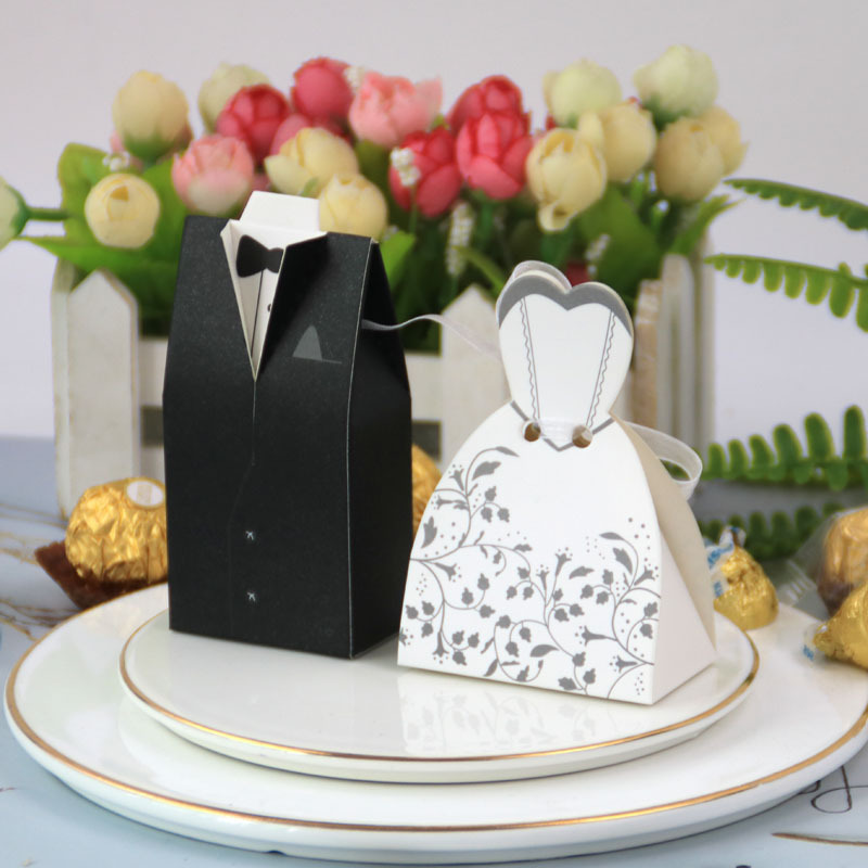 Candy Box Bride Sugar Box Cardboard Groom Dress Suit Candy Container Candy Bottles