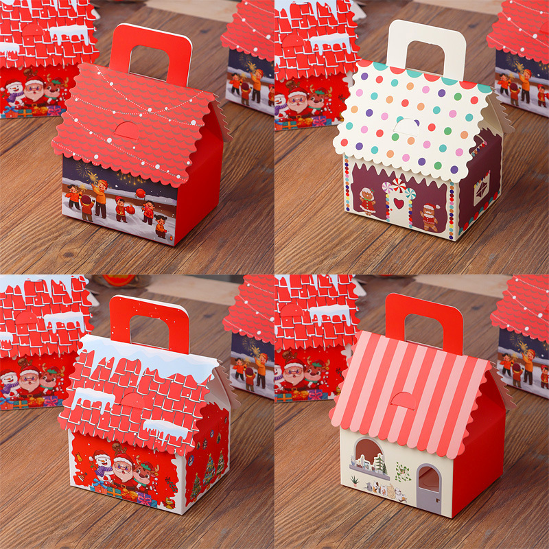 Christmas Treat Boxes Gingerbread House Cardboard Cookie Goody Gable Candy Bags