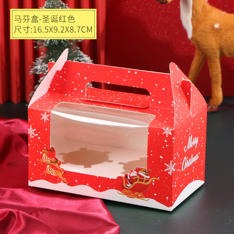 Christmas Cupcake Boxes Christmas Cookie Boxes with Window Insert Handle for Christmas Party