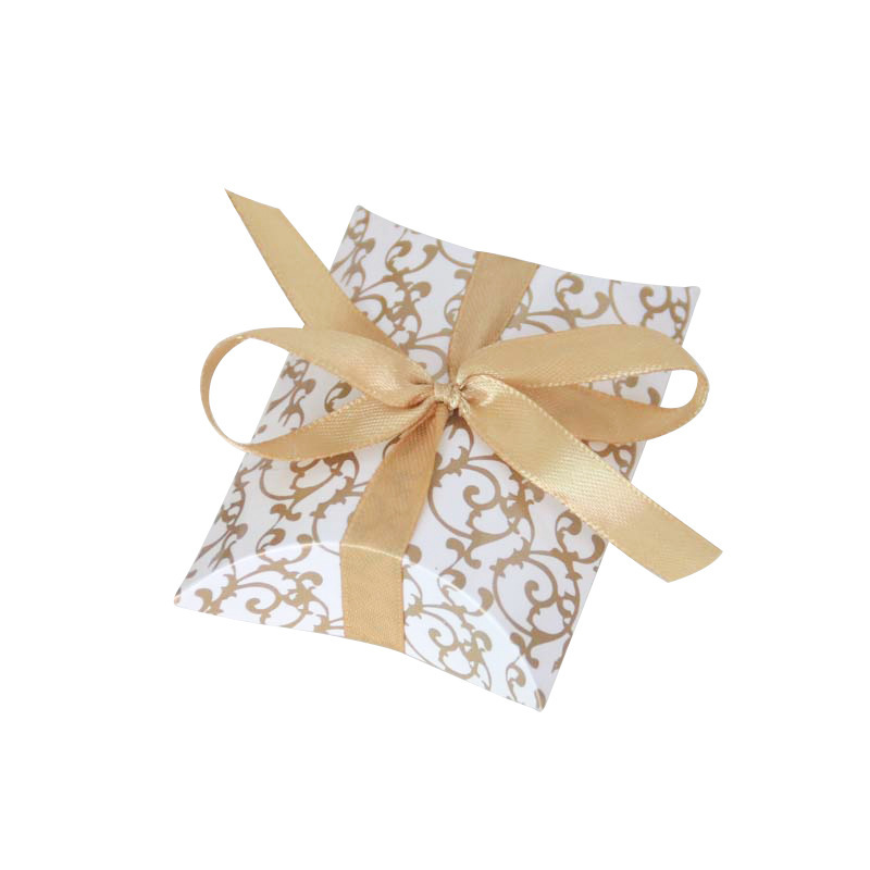 Pillow Gift Box Small Candy Boxes Party Favors Treat Wedding Favor Paper Cardboard with Ribbon