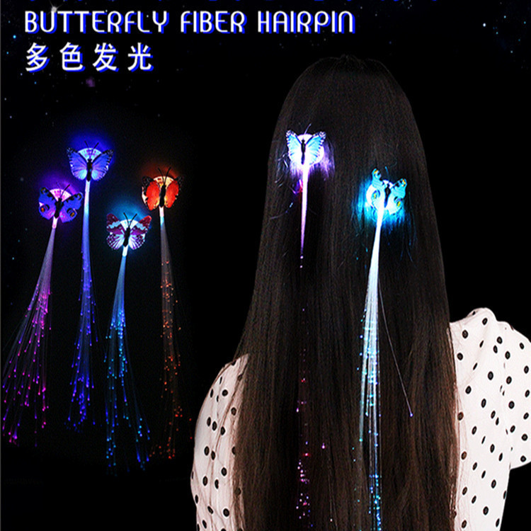 Light up Hair Accessorie LED Lights Hair Butterfly Hair Glow in The Dark Hair Accessories Flash Barrettes Clip Braid