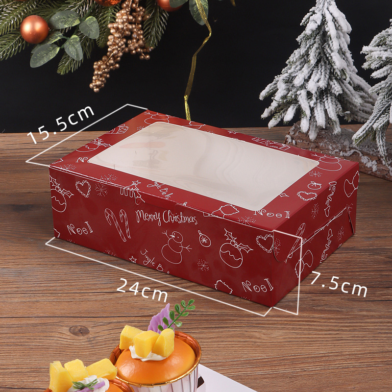 Christmas Cookie Boxes Bakery in Bulk Kraft Pastry Containers Gift Tins with Lids Xmas Dessert Wrapping Packaging