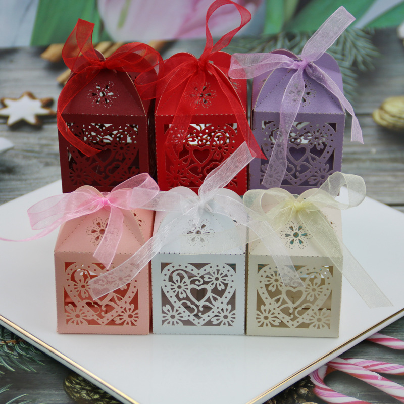 Love Heart Laser Cut Wedding Party Favor Box Candy Bag Chocolate Gift Boxes